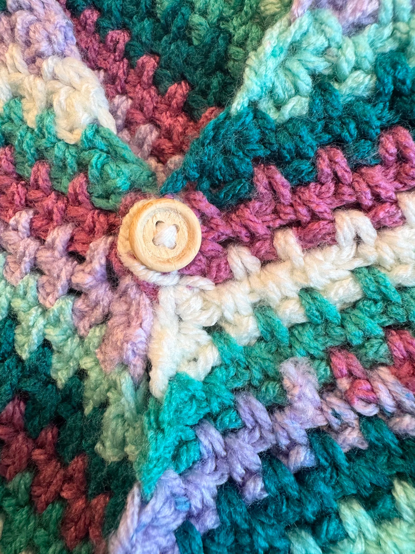 Handmade Crochet Shawl | Fruit of the Spirit Shawl| Button Closure Womens Small/Medium