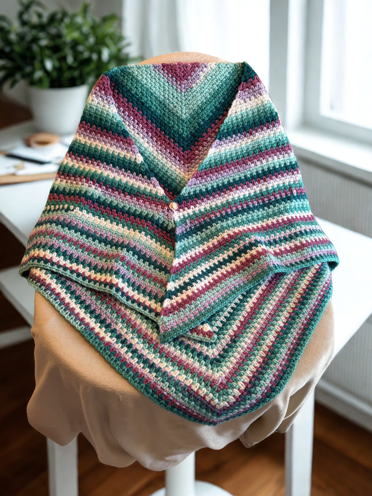 Handmade Crochet Shawl | Fruit of the Spirit Shawl| Button Closure Womens Small/Medium