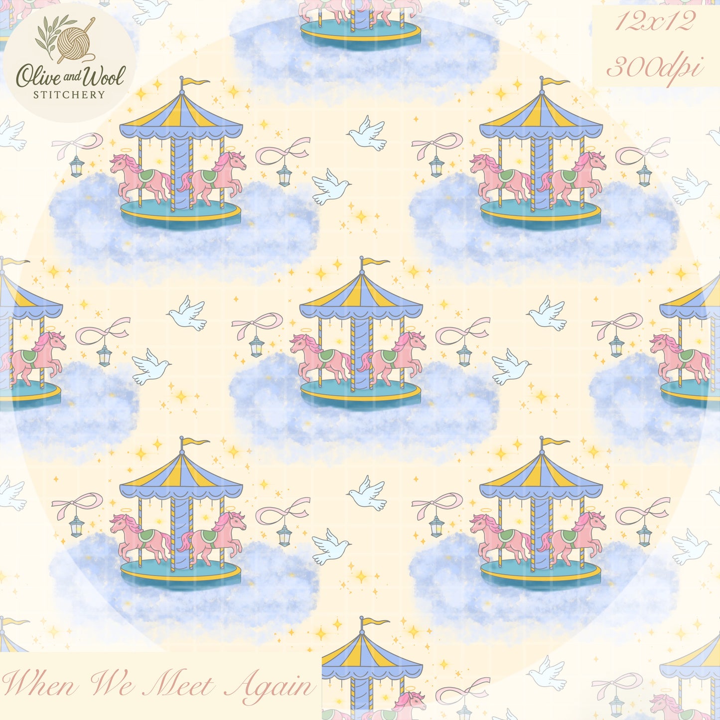 When We Meet Again | Pastel Carousel Seamless Digital Pattern